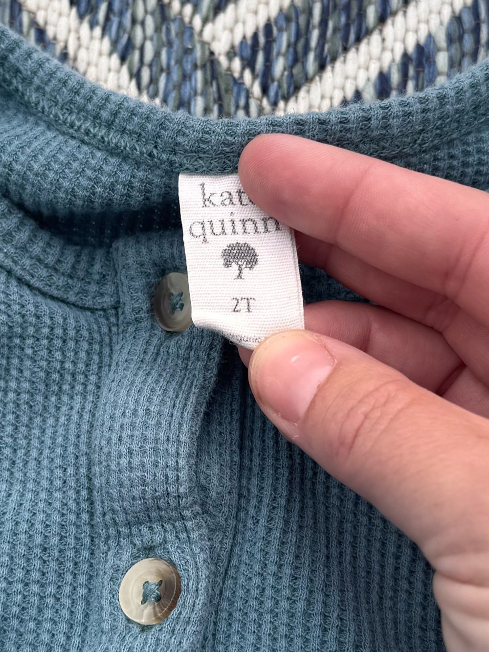 Blue Ribbed Button-Front Knit Romper - Picture 2 of 3